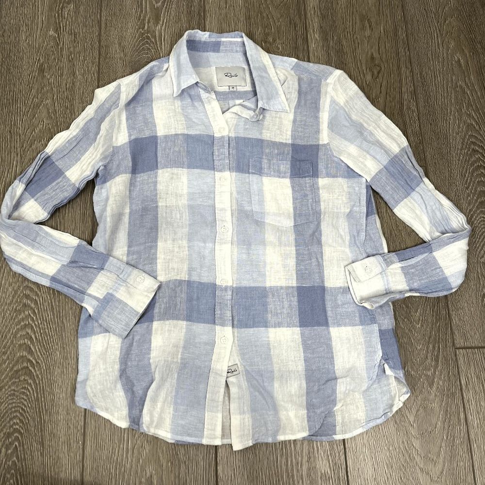 Rails Sky Blue Checker Plaid 200-766-1810 Button up Shirt Size XS